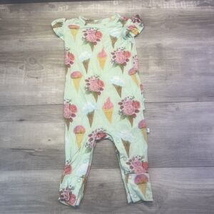 Posh Peanut Sophia Floral Ice Cream Print Romper 9 - 12 m  Ruffle Butt
